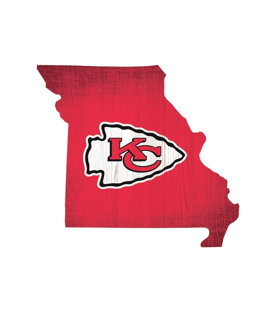 Fan CreationsKansas City Chiefs Wood Sign 12 Inch State Shape Design