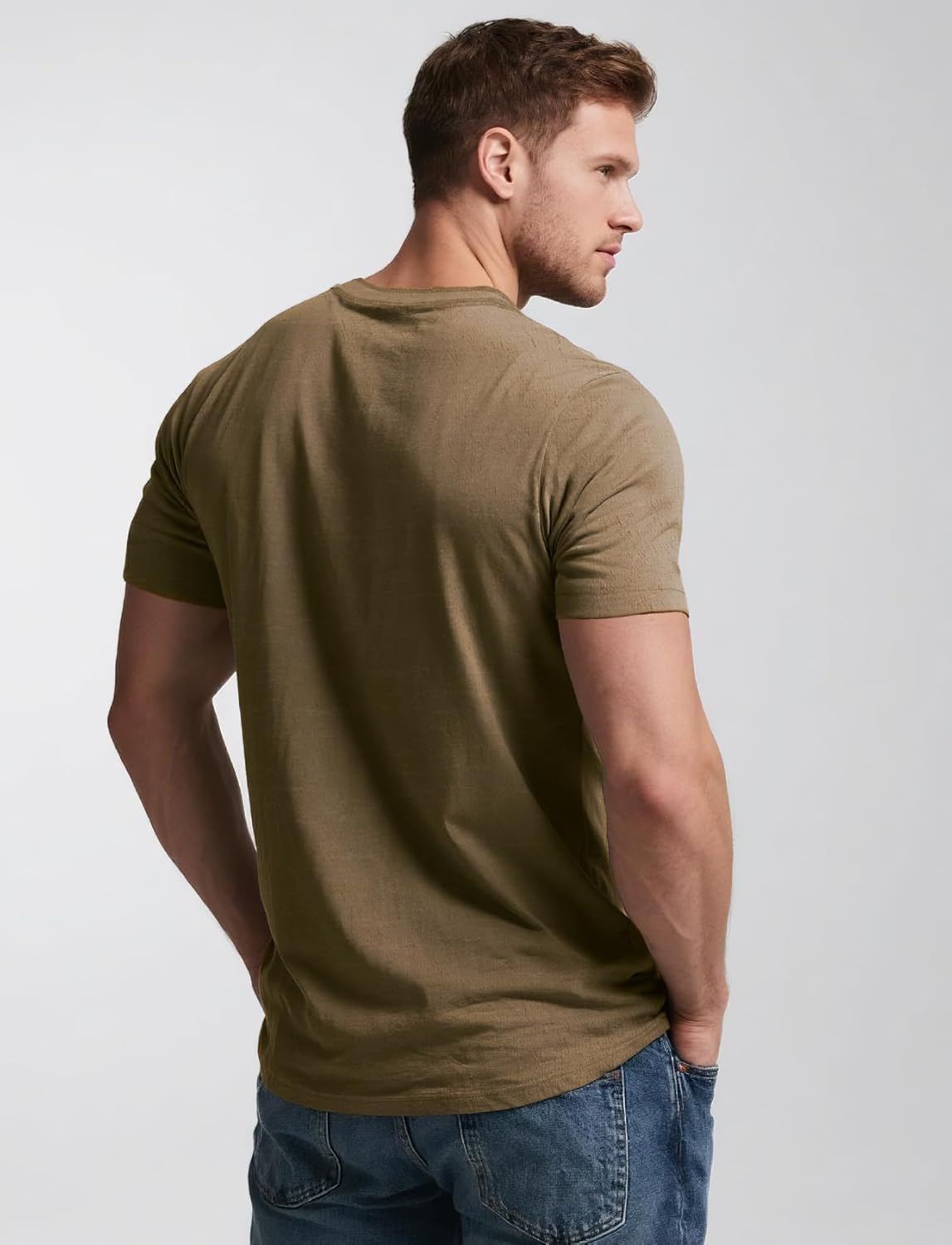 Men's Henley T-Shirts, Tee Thirts Short Sleeve Button Neck Fitted Casual Triblend Cotton Basic Shirts - Image 3