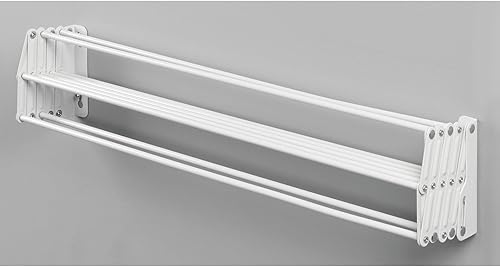 Miniatura 8 de mDesign Estante de secado de aire retráctil extensible de acero para montaje en pared, 8 barras para colgar prendas, organizador montado para