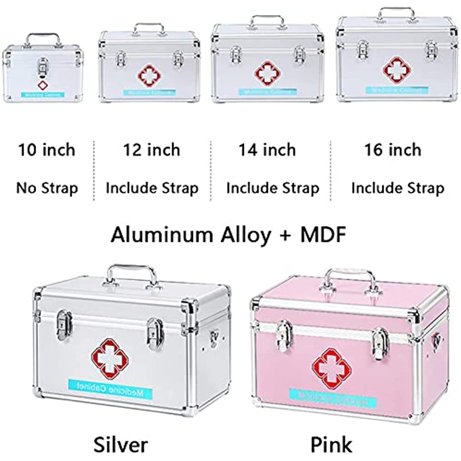 Caja De Botiquín De Primeros Auxilios con Botiquín con Cerradura, Botiquín De Primeros Auxilios De Aluminio De Múltiples Capas Portátiles, Caja De Medicina De Emergencia, para Oficina De Viajes