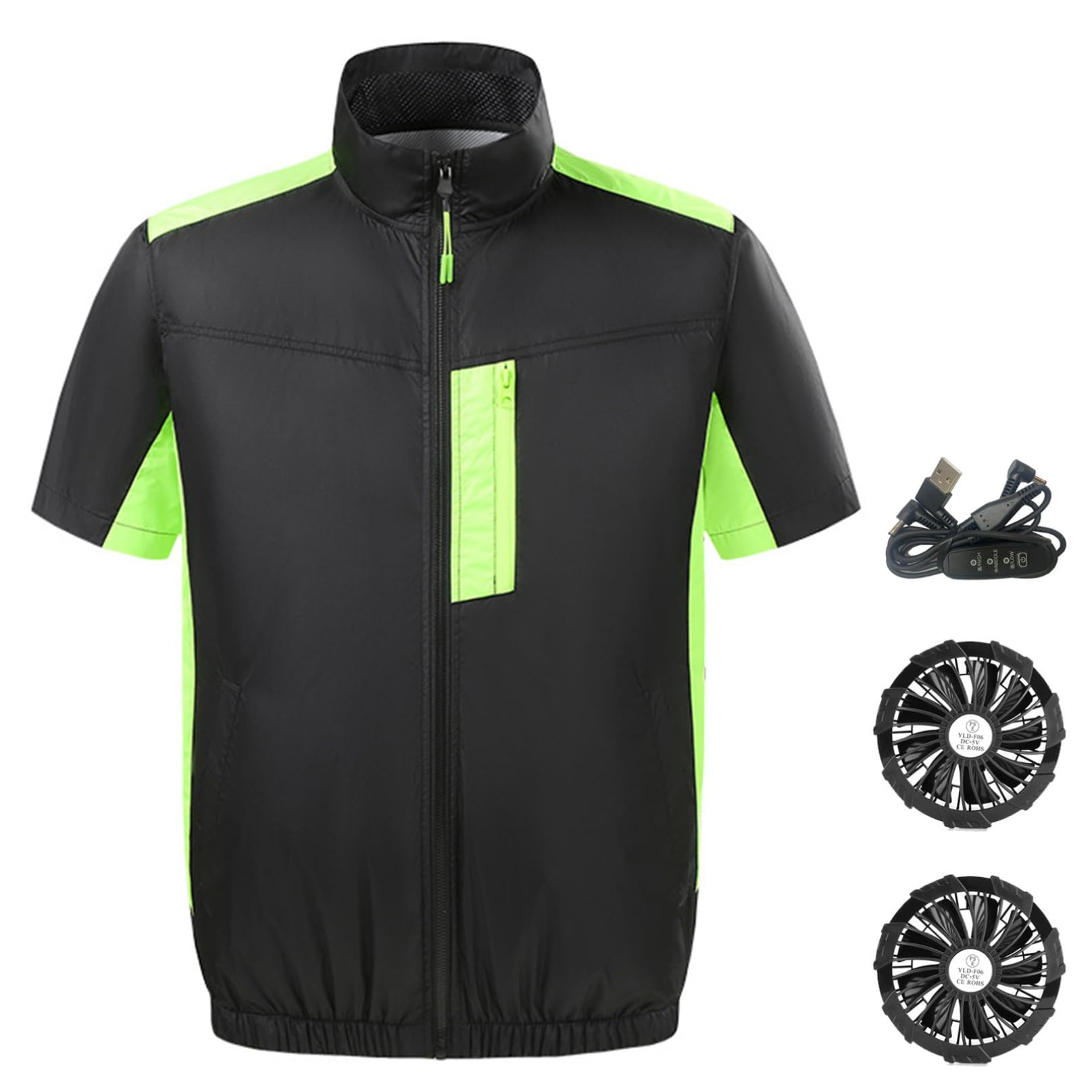 Cooling Vest with 2 Fans & 3 Adjustable Wind Speeds, Ice Vest Air Conditioned Jacket with Pocket, Waterproof Zipper Up Fan Jacket for Hot Summer Work Fishing XL