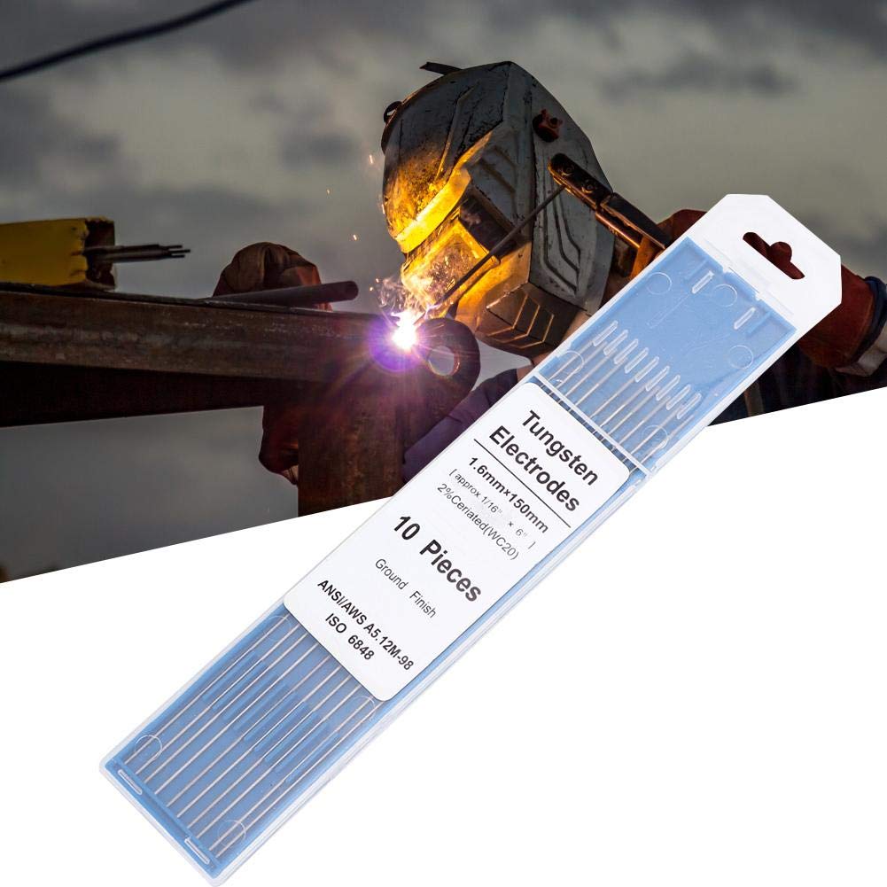 10 électrodes Tungstène TIG 2.4x150mm - TEN-HIGH - Mixte 5 Types (pur, Cérium, Lanthane, Thorium) - Soudage AC/DC