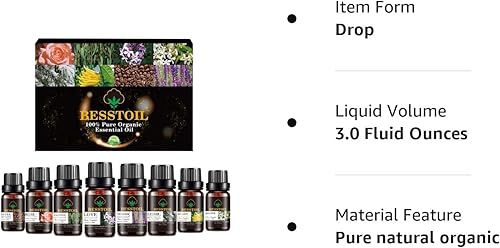 Miniatura 8 de Juego de regalo de aceites esenciales florales, aceites aromáticos puros de aromaterapia, aceites esenciales 100% puros con difusor, humidificador