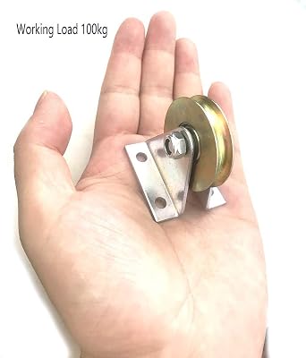 38mm L Groove Wheel Heavy Duty Rigid Steel Caster Wheel Barn Door Bearing Sliding Gate Roller Pulley Wheels with Bracket Working Capacity 100kg (L Groove)