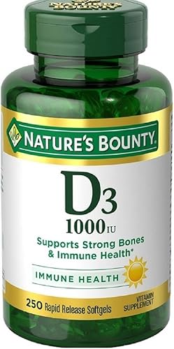 Nature's Bounty Vitamina D-1000 UI, cápsulas blandas de liberación rápida de 250 unidades (paquete de 3)