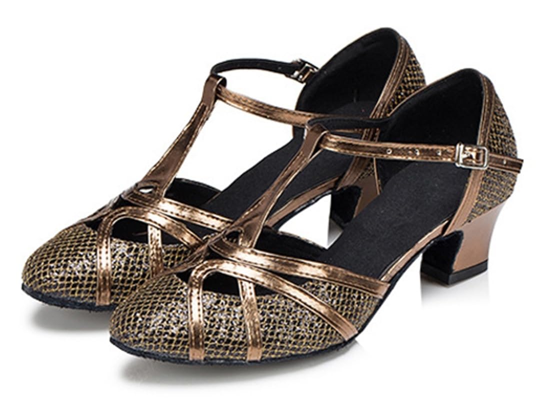 Chaussures de Danse Latine Modernes à Bout fermé et Bride en T - pour Les Mariages, Les soirées, Les bals - pour Femme