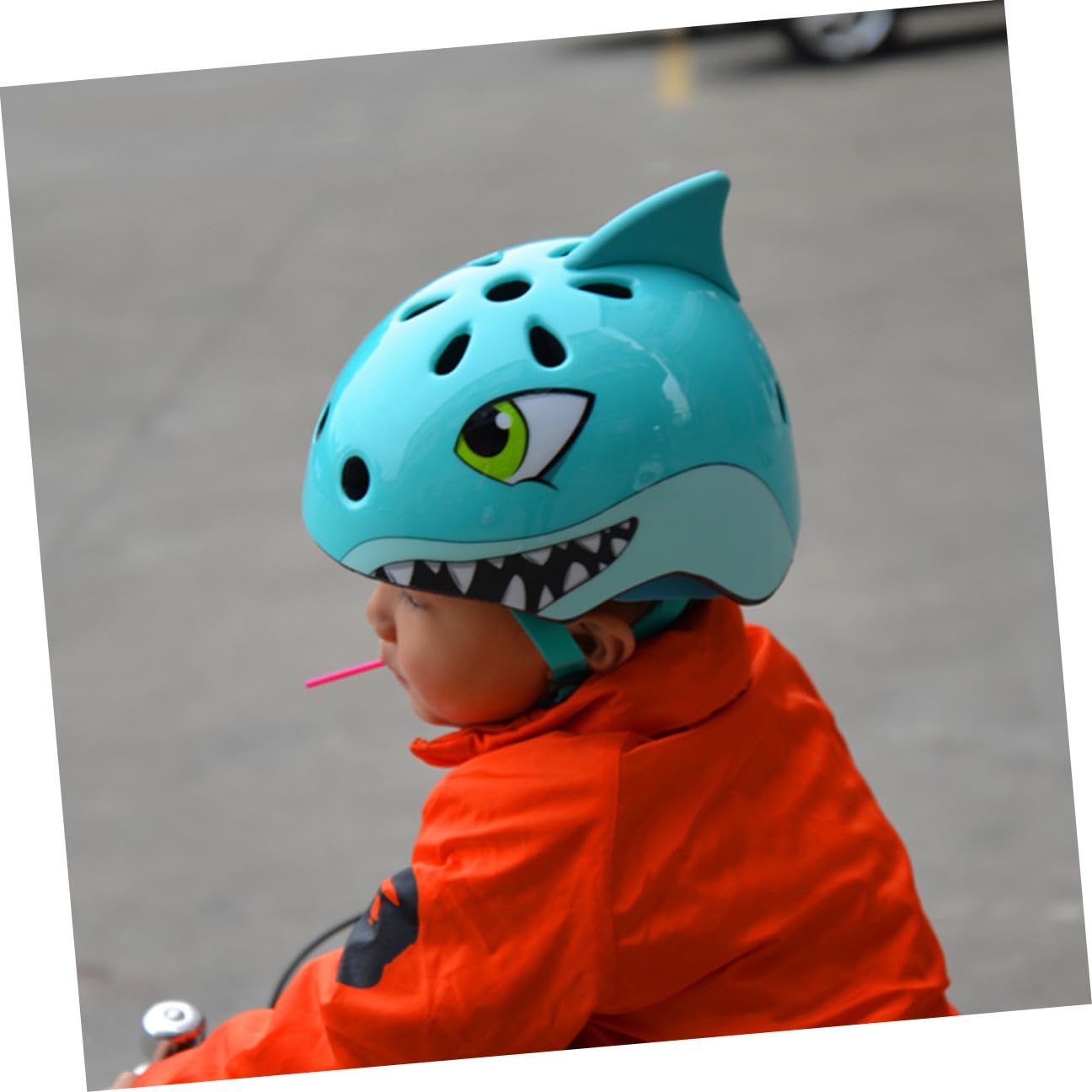 TIDTALEO Casco de Bicicleta Niñas de 5 a 8 Años Diseño de Tiburón en 3D, Talla Ajustable y Material Plástico Transpirable para Ciclismo y Patinaje