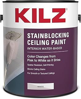 KILZ Stainblocking Ceiling Paint, Interior, White, 1 Gallon