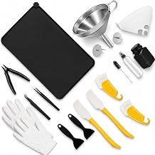Resin 3D Printer Accessories Set, Resin Printing Workspace Cleanup Tools with 12 x 19.2 in Silicone Mat, Funnel, Filters, Scrapers, Tweezers, Nippers, Gloves and Bottles for SLA DLP LCD