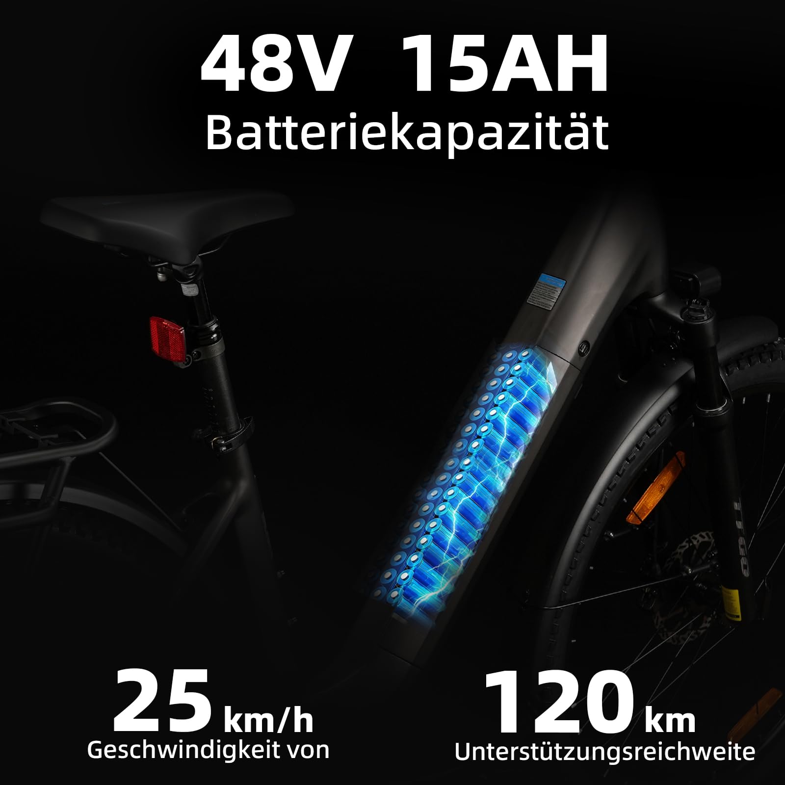 ttgo Vélo électrique Z3 27,5", pour homme et femme, Pedelec avec batterie 48 V 15 Ah, portée jusqu'à 120 km, moteur arrière 250 W 70 Nm, Shimano 7 vitesses, freins à disque hydrauliques StVZO, cadre