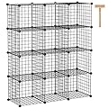C&AHOME Wire Cube Storage, 12-Cube Storage Organizer Metal, C Grids Storage Bins Shelving, Modular Bookshelf Shelf, Closet Cabinet Ideal for Bedroom, Office 36.6”L x 12.4”W 48.4”H Black