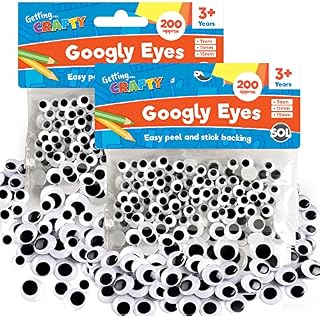 400pk Googly Eyes Self Adhesive - 2 x 200pk Small & Medium Googly Eyes for Crafting | Google Eyes for Children DIY Art | Goggly Stick On Eyes for Crafts Googly Eyes Large | Stick On Googley Eyes