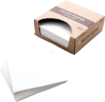 [24000 PACK] Dry Wax Burger Patty Liner Paper 5.5 x 5.5 Inches - Square Patty Papers, Hamburger Patty Papers, Cookies and more!