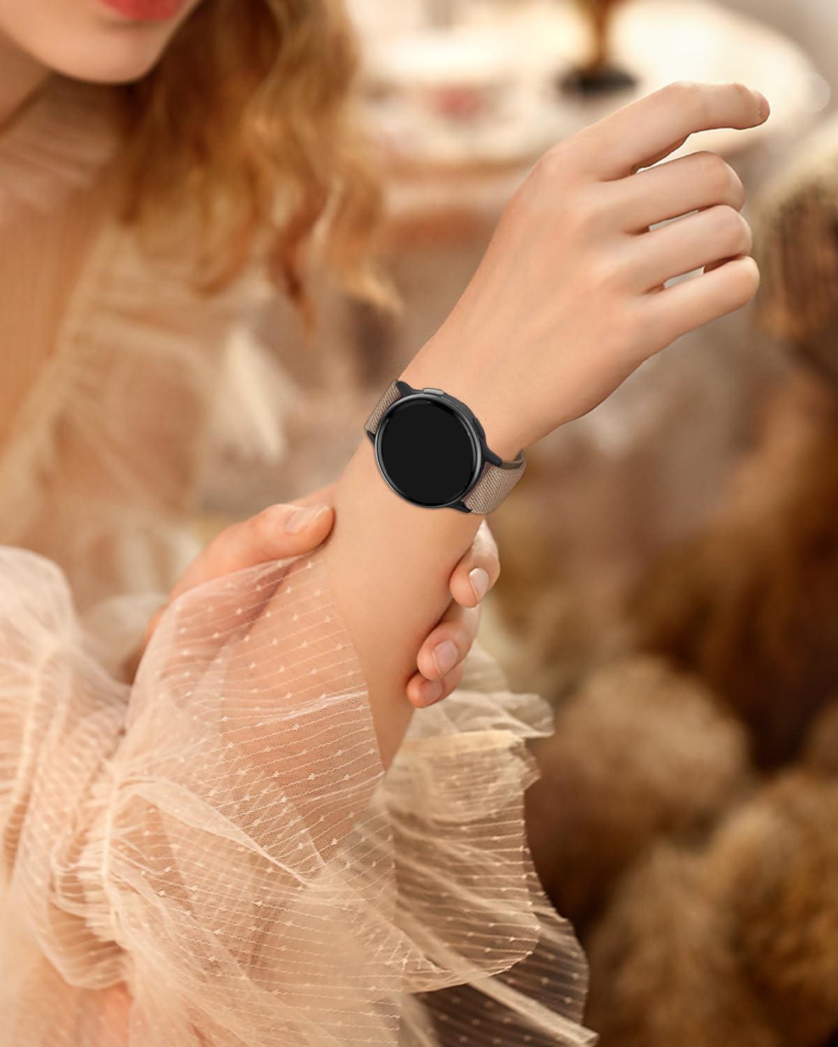 Stretchy Nylon Watch Band Compatible with Garmin Vivoactive 5/ Vivoactive 3 Watch Band, 20mm Easy Buckle Adjustable Elastic Nylon Strap Replacement for Garmin Venu/ Venu Sq/ Vivomove HR/ Vivoactive 3 Music/ Forerunner 645/ 245 Music