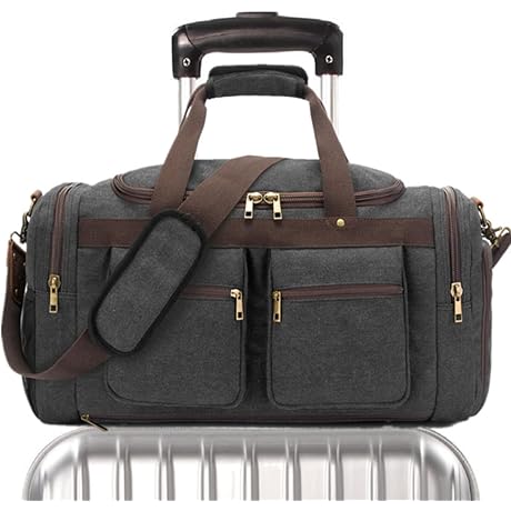 Durable Weekender Overnight Canvas Duffel Bag with Shoe Pocket for Men and Women