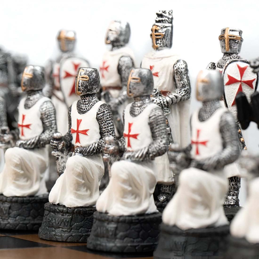 Set Templars + boîte à chessboard en cuir + set de checker