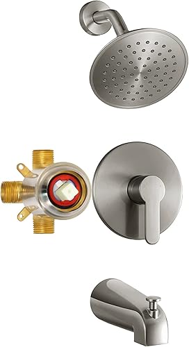 Juego de grifo de ducha de bañera con válvula, juego de grifo de bañera con cabezal de ducha de níquel cepillado de 6 pulgadas, combo de grifo de disponible en Yaxa Venezuela