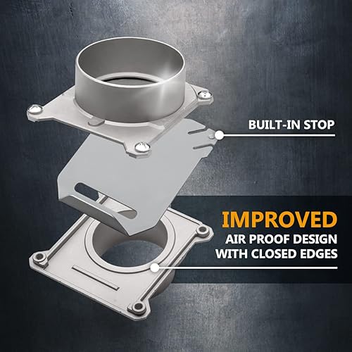 Miniatura 6 de POWERTEC 70326 Puerta de aluminio de 4 pulgadas, con sello antiobstrucciones y fugas de aire para recolección de polvo (paquete de 2)