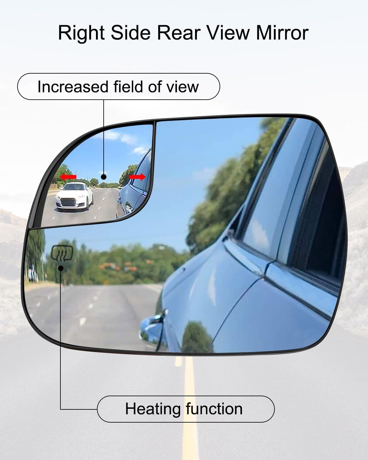 TIKSCIENCE Driver Side Rear View Mirror Fit for Toyota Sienna 2014 2015 2016 2017 2018 2019 2020 Heated Glass Convex Mirror Glass Replace 87906-08080 87906-08070