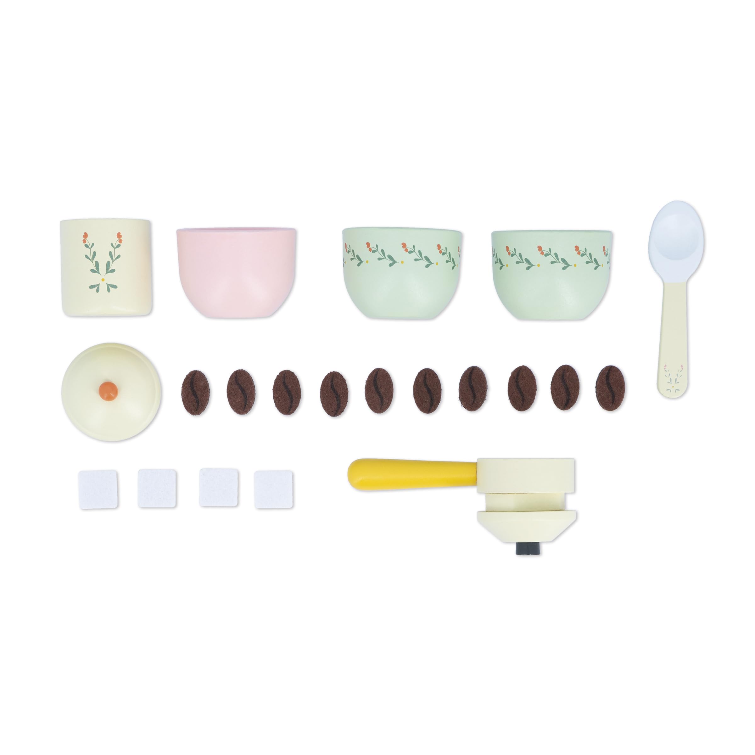 Cafetera Barista De Madera Janod Para Niños | Molinillo Manual Y 20 Accesorios De Fieltro Y Madera | Juguete De Imitación A Partir De 3 Años