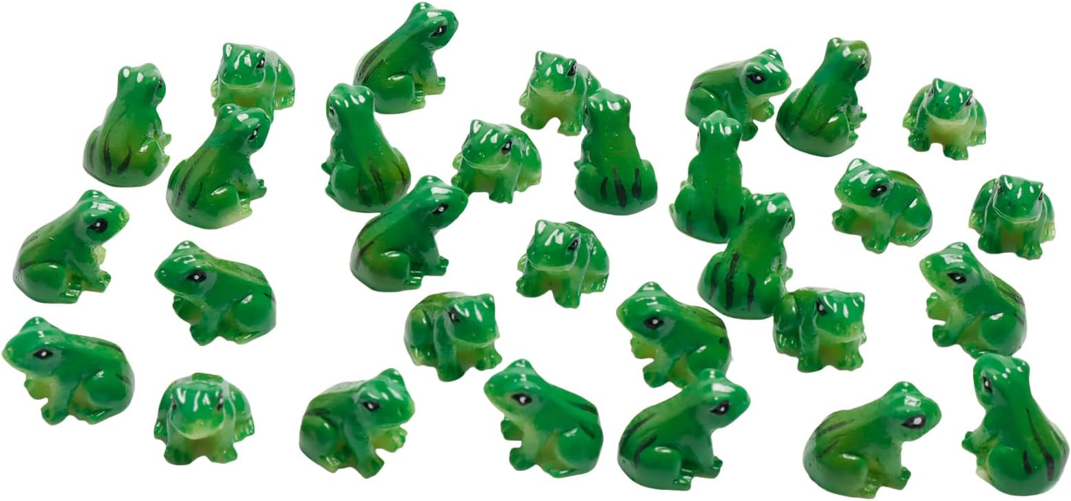 Exasinine 30 Pcs Resin Mini Frogs Green Frog Miniature Figurines Animals Model Fairy Garden Miniature Moss Landscape DIY Terrarium Crafts Ornament Accessories for Home Décor(A)