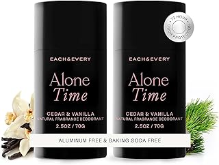 Each & Every Aluminum Free Deodorant for Men & Women, Cedar & Vanilla - All Natural Deodorant for Sensitive Skin, EWG Verified - Clean, Baking Soda Free, Plant-Based Fragrance - 2.5oz, 2 Pack