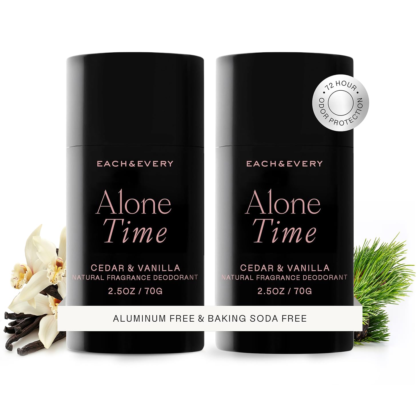 Each & Every 2-Pack Natural Aluminum-Free Deodorant for Sensitive Skin with Essential Oils, Plant-Based Packaging (Cedar & Vanilla, 2.5 Ounce (Pack of 2))