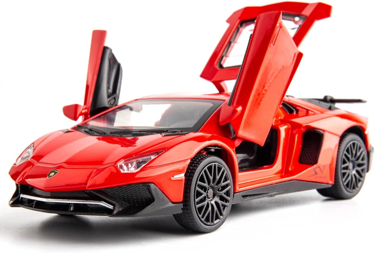 ARNIYAVALACompatible for 1:32 Lamborghni LP750 Model Pull Back Car Toy car with Sound and Light for Kids Boy Girl, Metal Body, Door Opened, Red