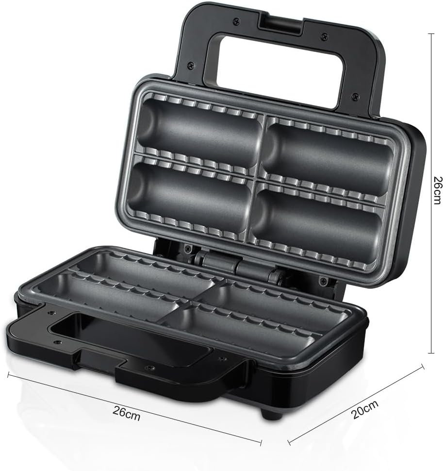 Electric Sausage Roll Maker, 800W Double-Sided Heating Hot Dog Machine with Non-Stick Coating, LED Indicator, 110V/220V