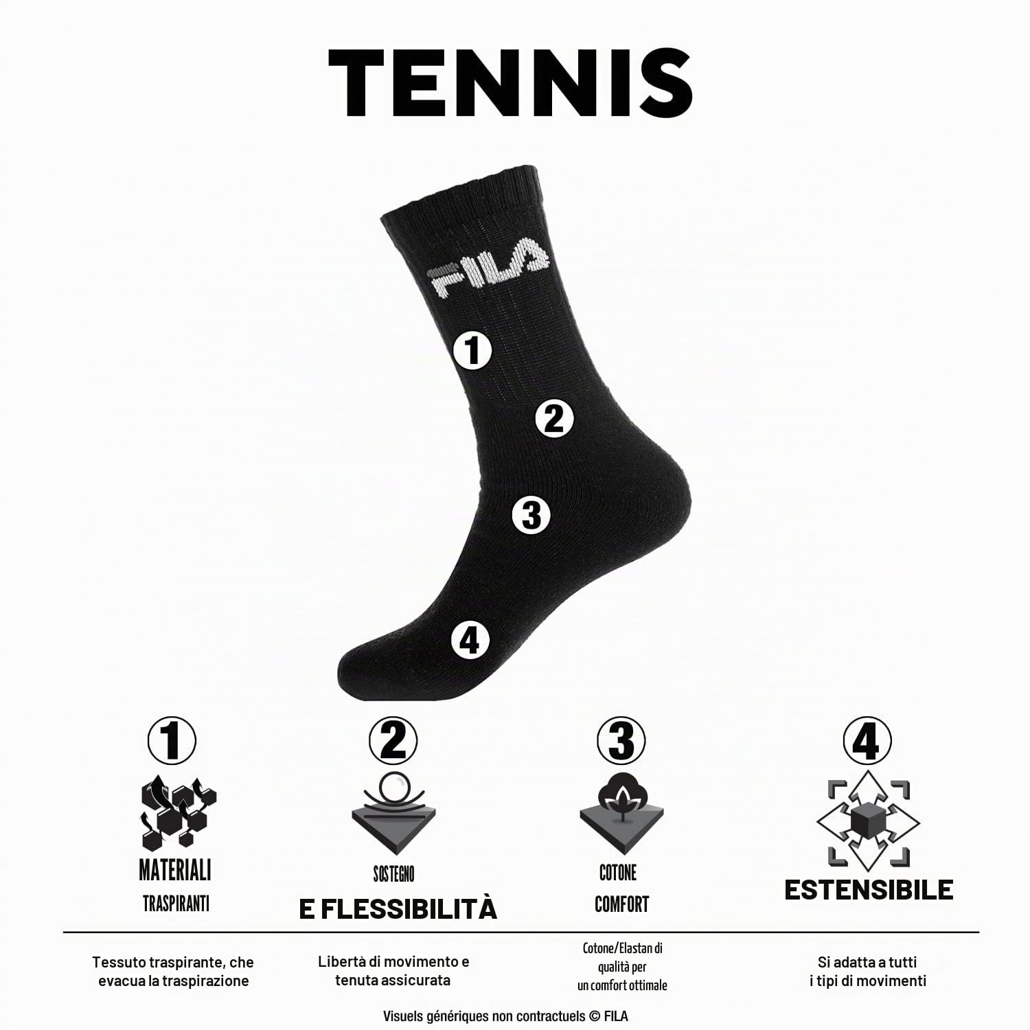 Fila Calze Sportive per Uomo (pacco da 6)