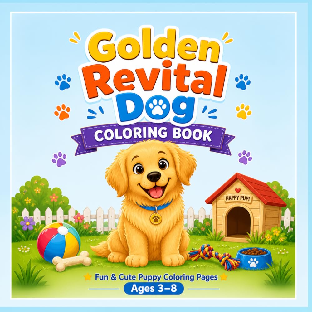 Puppy Dog Coloring Book for Kids Ages 3-8: 50 Cute & Easy Dog Coloring Pages for Toddlers and Preschoolers — Fun Activity Book for Dog Lovers