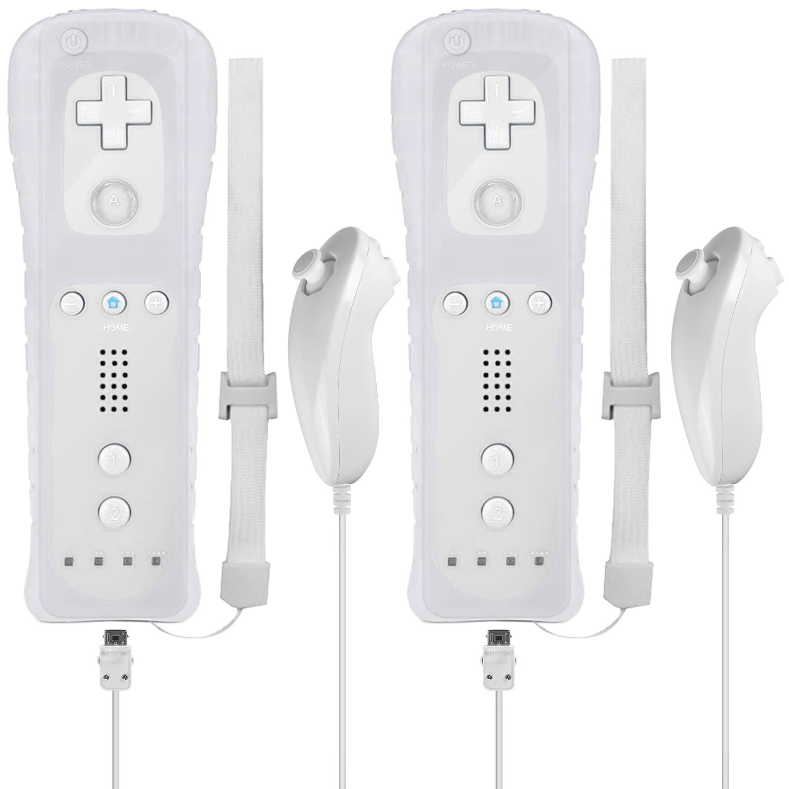 Leikurvo Lot de 2 manettes Wii Remote, incluant une télécommande Wii et un Nunchuk pour consoles Wii/Wii U (Blanc)