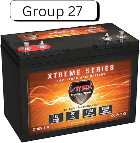 Miniatura 3 de VMAX XTR27-110 Batería sellada sin mantenimiento AGM Deep Cycle Group 27 12V 110Ah