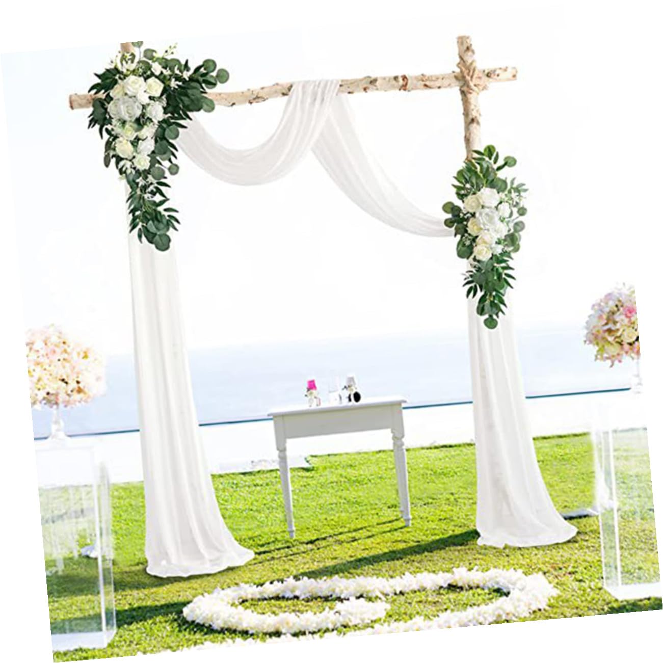 Set di Fiori Artificiali Chiari per Struttura Nuziale, Aspetto Vivido e Tessuto di Garza, per Decorazioni Floreali Romantiche in Cerimonie di Matrimonio