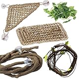 PINVNBY Bearded Dragon Accessories Lizard Hammock Jungle Climber Vines Flexible Leaves Habitat...