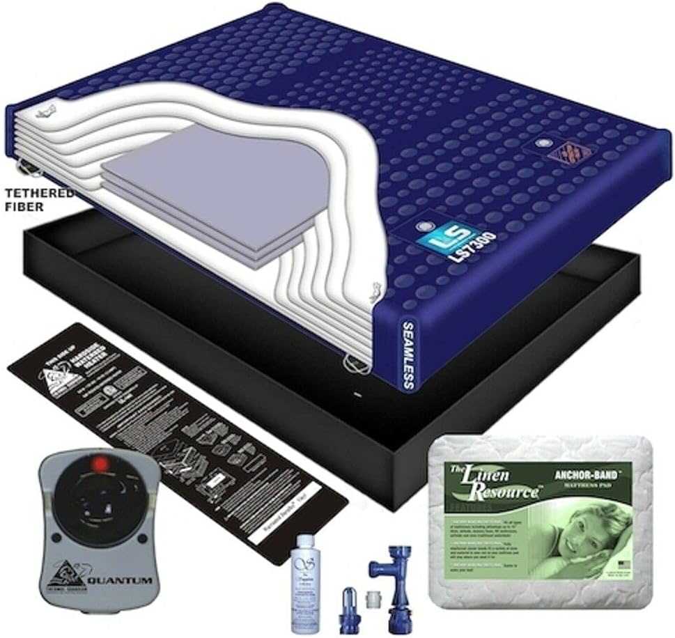 King/California King Luxury Support 7300 Mattress Bundle for hardside (Wood Frame) waterbed: Includes Liner, Heater, Mattress pad and a Fill & Drain kit (RHS0521)