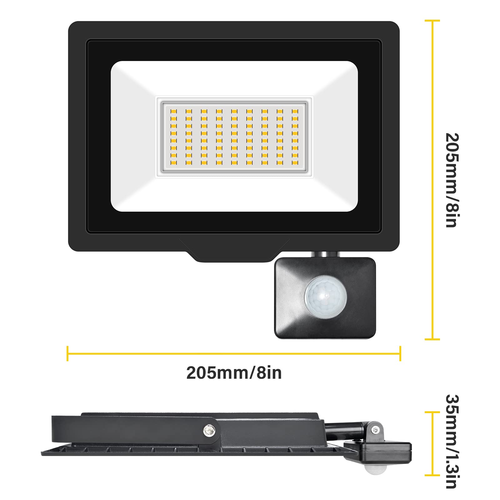 RIGIDON 2 Pcs PIR Motion Sensor Outdoor Security Light, 50W 5000 Lumens Outside Led Floodlight - Image 2