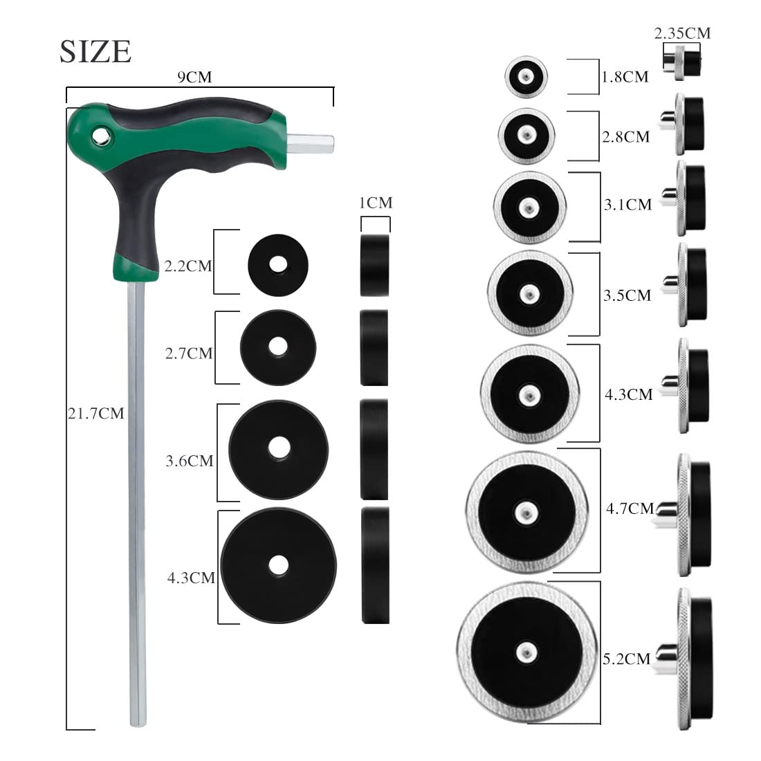 Jiayouy Strumento di riparazione per sassofono 18 mm-52 mm foro sonoro rettifica livellamento kit di strumenti per strumenti a fiato accessori per strumenti a fiato