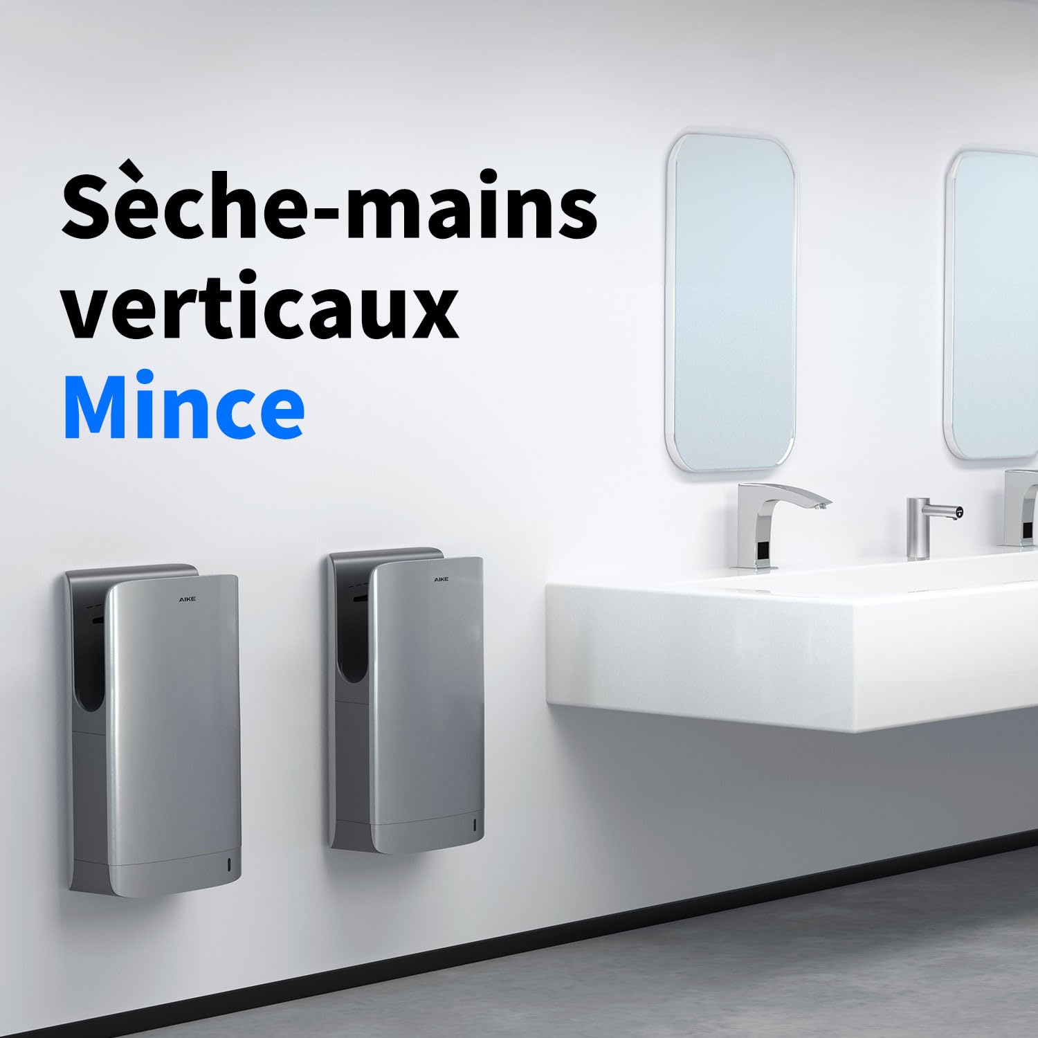 AIKE Swan Sèche-Mains Slim avec Filtre HEPA, Design Courbé Élégant et Esthétique Minimaliste pour Salles de Bain Modernes, 220V Modèle AK2065