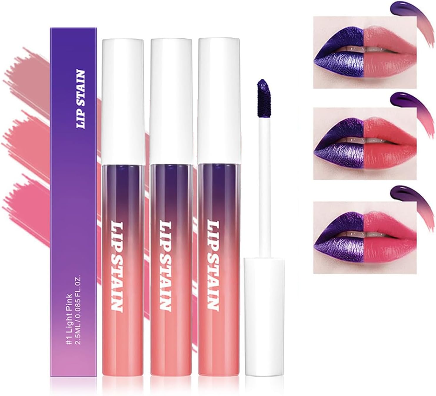 Peel Off Lip Stain, 3 kleuren verwijderen lip Stain Tattoo, afneembare lipliner, waterbestendig, anti-smodge, lang aanhoudende en sterk gepigmenteerde lipgloss