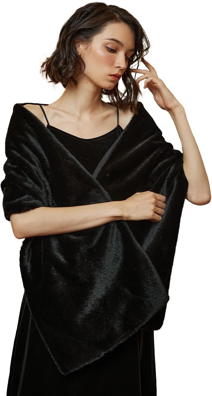 Women Shawl Wrap Faux Fur Shrug Stole Scarf Winter Bridal Wedding Cover Up