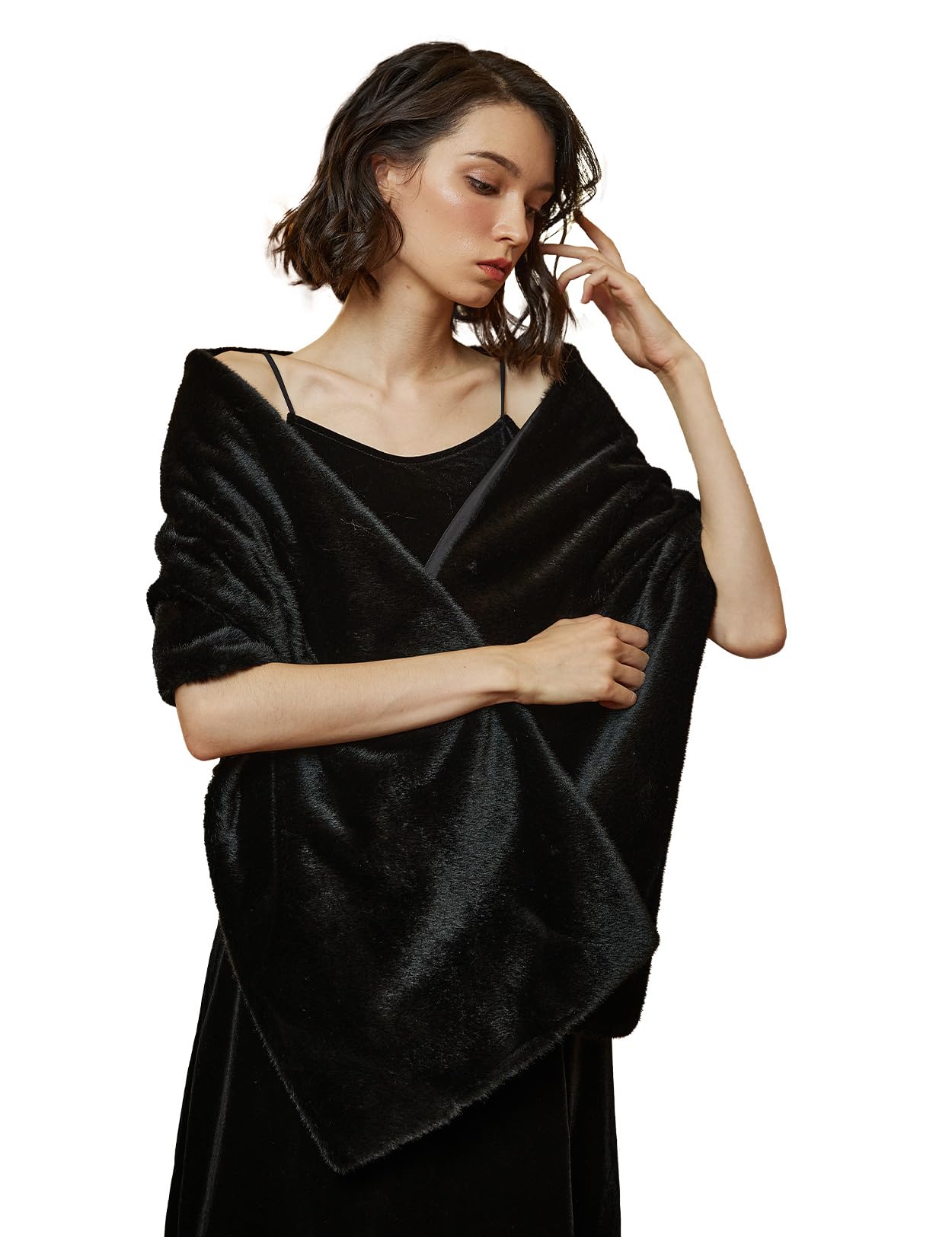 Women Shawl Wrap Faux Fur Shrug Stole Scarf Winter Bridal Wedding Cover Up