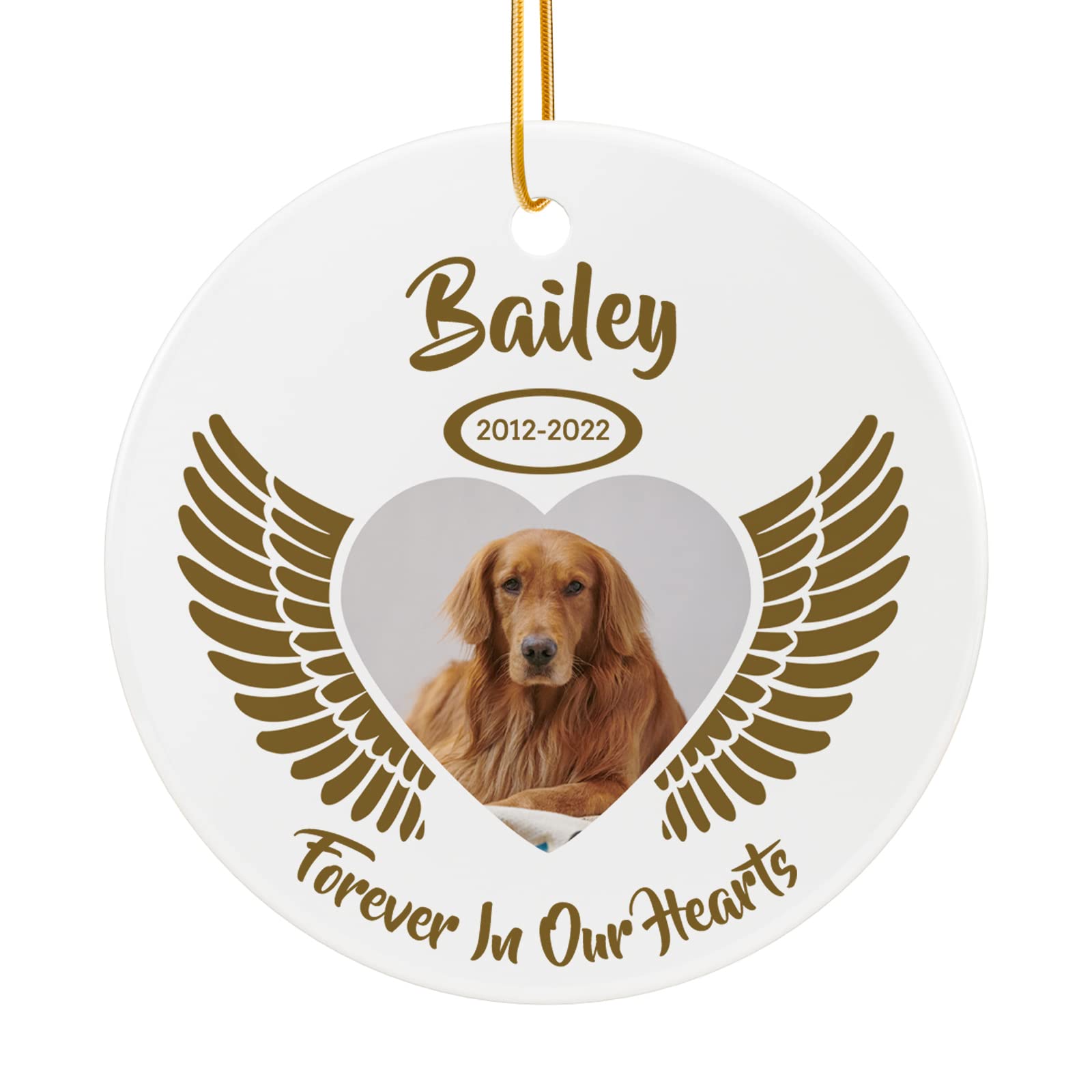 Bemaystar Personalized Dog Memorial Christmas Ornaments Dog Memorial Gifts, Ceramic Pet Memorial Bauble, in Memory of Pet Sympathy Gifts for Loss of Dog Cat Pet Christmas Tree Decorations — image 1