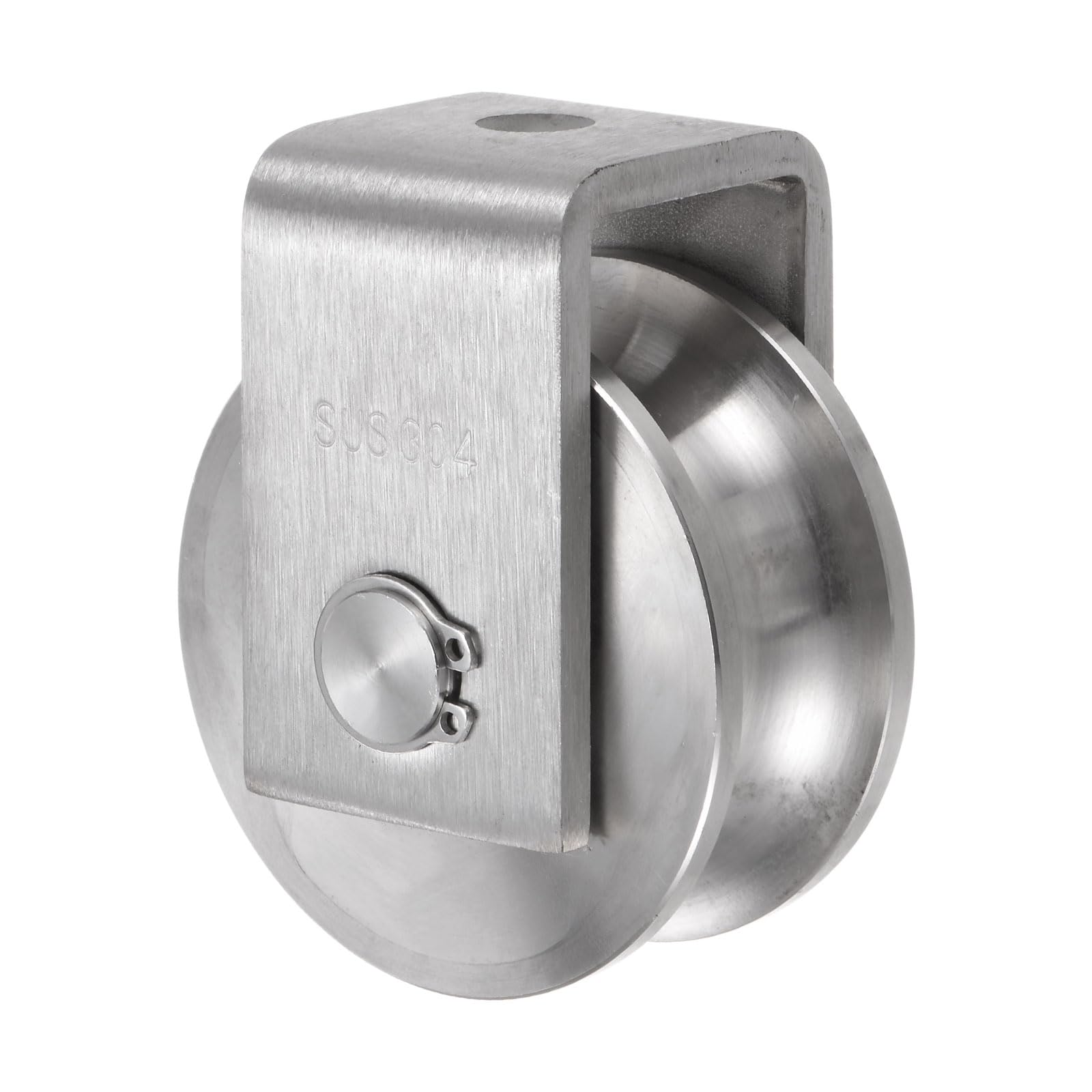 sourcing map U Groove Wheel Pulley 304 Stainless Steel, 68mm Dia Track Wheel Pulley Block Loading 900KG for Sliding Gate, Industrial Machines, Groove Width 22mm
