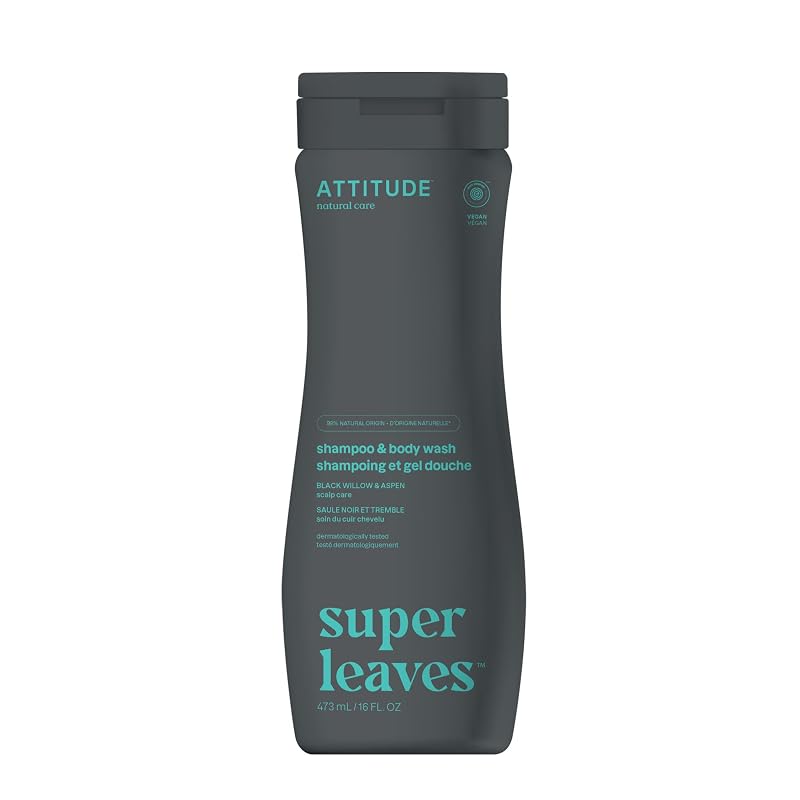 BIO SPECTRA ATTITUDE Shampoo e Sabonete Líquido Corporal 2 em 1 Scalp Care, fragrância Black Willow & Aspen, 473 mL