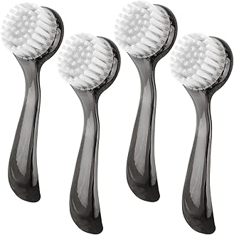 Facial Cleansing Brush, Facial Exfoliating Brush Face Wash Scrub Exfoliator Brush for Makeup Skincare Removal, 4 Pack (Transparent Black)