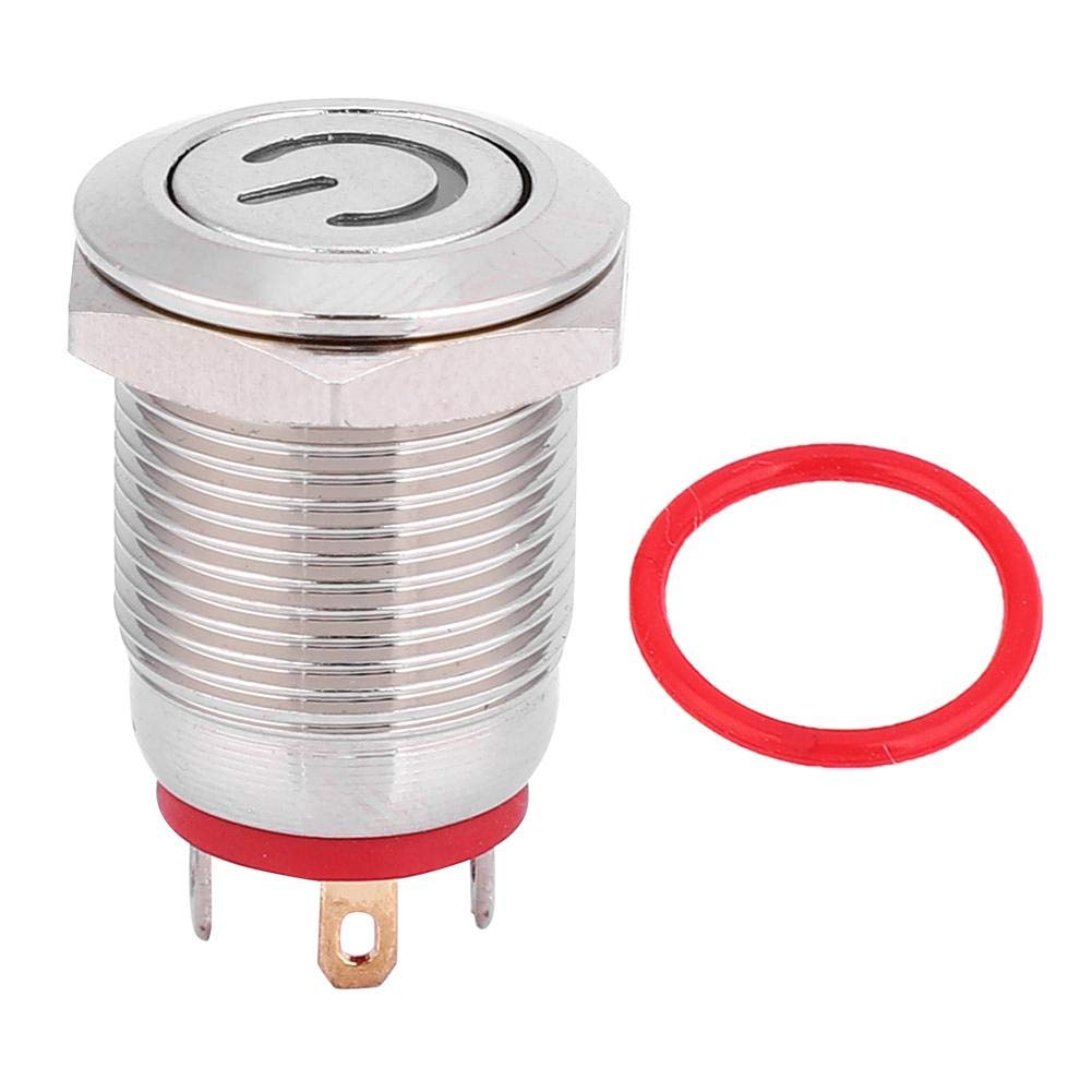 LED Light Ring, Lock-Free 12mm Metal Button Switch Ring and Power Shaped LED Self-Reset Red Switch,Durable.(5V)