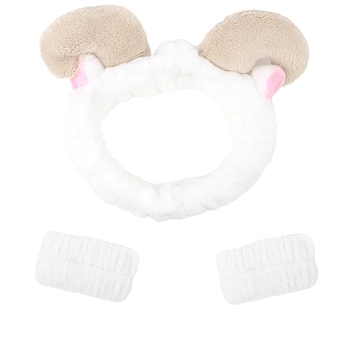Miniatura 8 de CAVETEE Diadema de maquillaje de 3 piezas para mujer, juego de diadema elástica y muñequera para mujeres y niñas, para el cuidado de la piel,