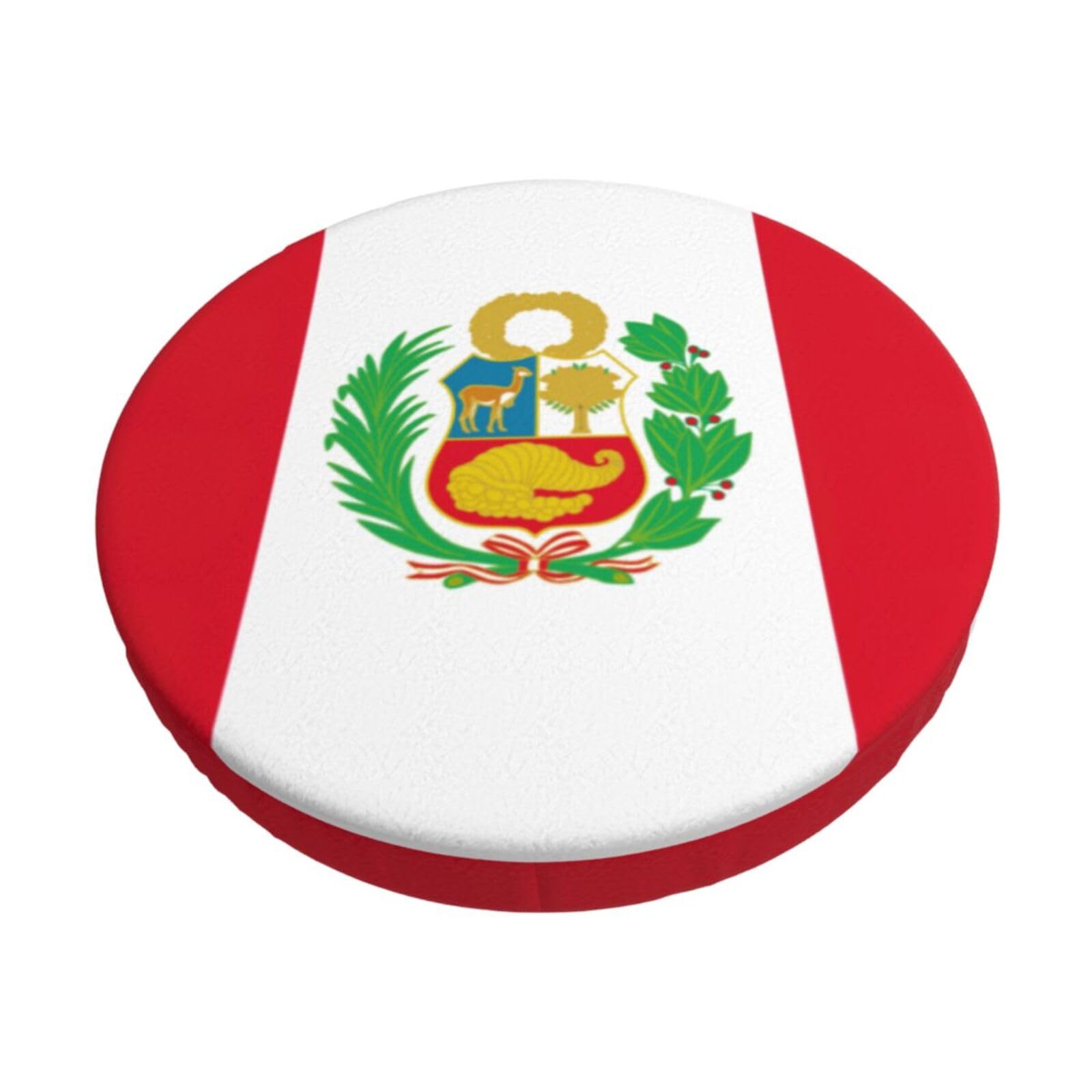 ACVnbm Flag Of Peru Print Round Bar Chair Cushion Cover, Elastic Chair Protector For Kitchen Bar Dining