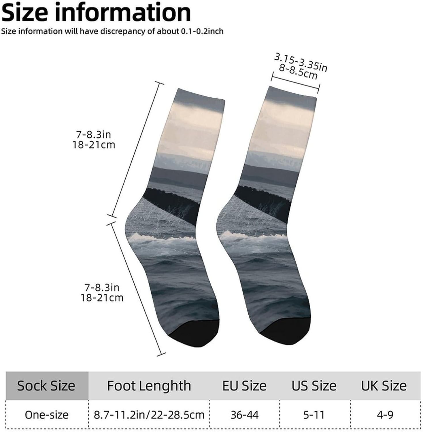 Breathable Sports Socks, Moisture Wicking, Lightweight Crew Socks | Humpback Whale Tail Ocean Athletic Calf Socks for Women Men, Casual, Anti-Slip, Multifunctional Work Socks